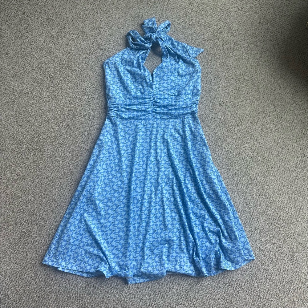 Blue Halter Backless Dress - Picture 4 of 5